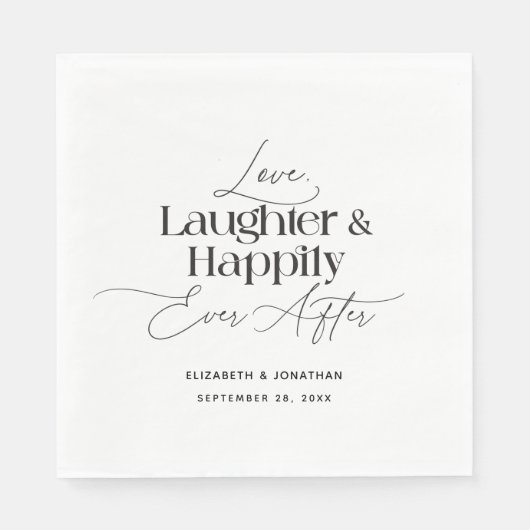 Serviette En Papier Amour rire et bonheur toujours après Mariage (Devant)