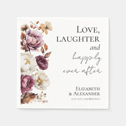 Serviette En Papier Amour, rire et bonheur toujours après Mariage (Devant)