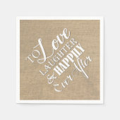 Serviette En Papier Amour Rire Heureusement Jamais Après Burlap Mariag (Devant)