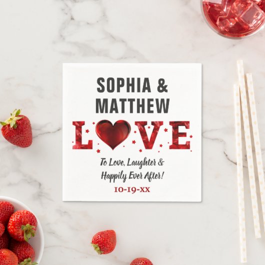 Serviette En Papier Amour Rire Heureusement Jamais Après Mariage Rouge (En situation)