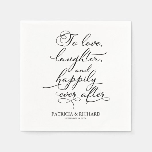 Serviette En Papier Amour, rires, et pour toujours Mariage (Devant)