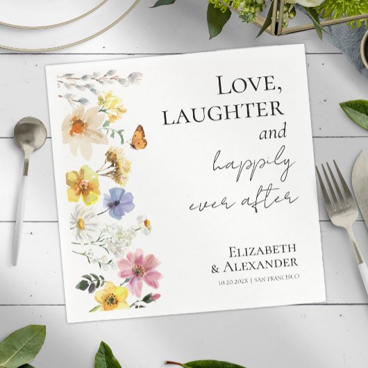 Serviette En Papier Amour, rires, et pour toujours Mariage