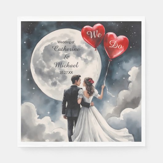 Serviette En Papier Amour romantique sur Cloud Neuf Mariage Fairytale (Devant)