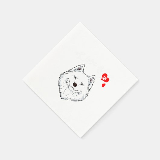 Serviette En Papier Amour Samoyed Propriétaire Chien Samoyed Paw Heart (Coin)