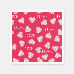 Serviette En Papier AMOUR sans couture Valentines Jour rose rouge blan
