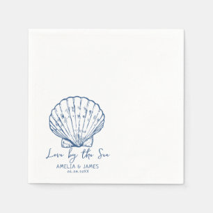 Serviette En Papier Amour tiré à la main par le mariage Sea Seashell