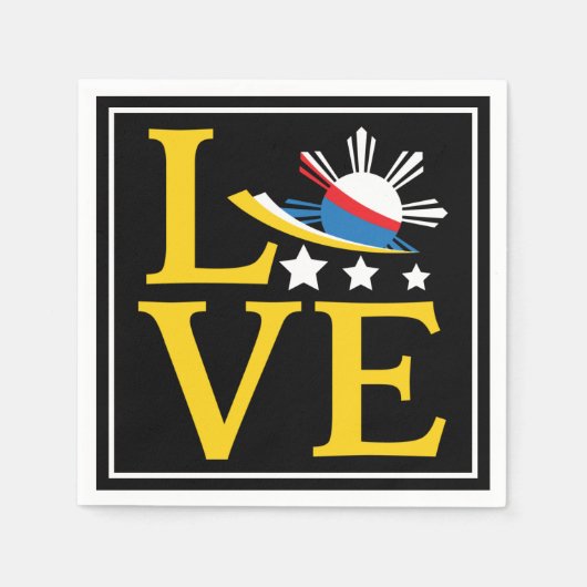 Serviette En Papier Amour - Typographie du drapeau philippin (Devant)