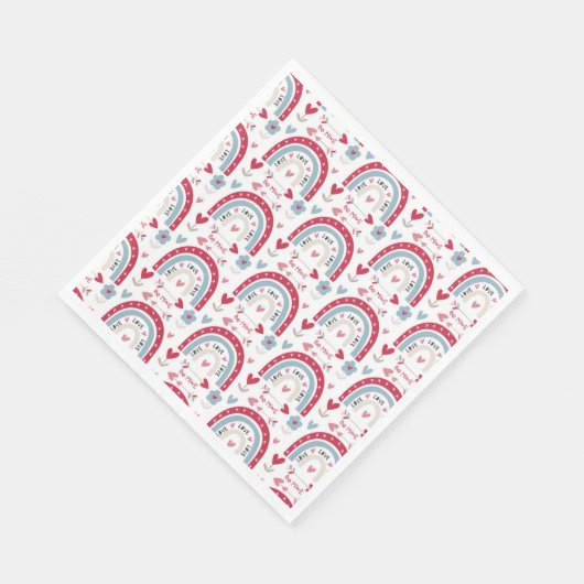 Serviette En Papier Amour Valentines Jour Arc-en-ciel (Coin)