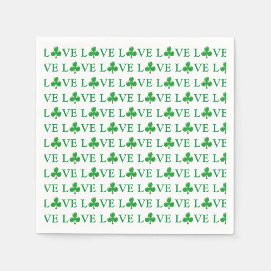 Serviette En Papier Amour Vert blanc Shamrock Motif moderne (Devant)