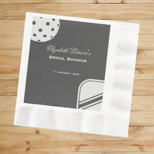 Serviette En Papier Amoureux de pickleball Fête de mariage en noir et