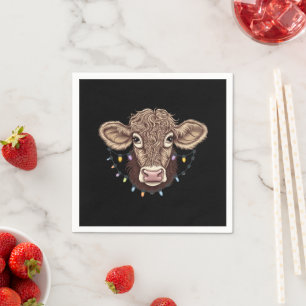 Serviette En Papier Amoureux de vache de Noël Lumières Ferme Agriculte