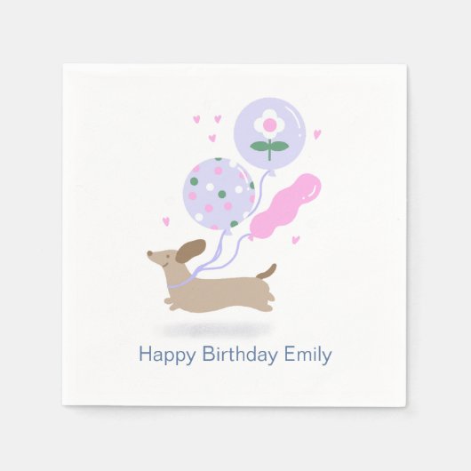 Serviette En Papier Amoureux des chiens de fête d'anniversaire Dachshu (Devant)