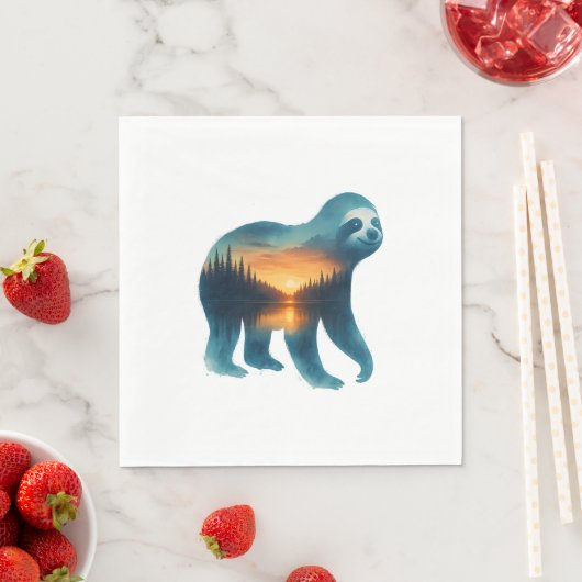 Serviette En Papier Amoureux du camping Sloth (En situation)