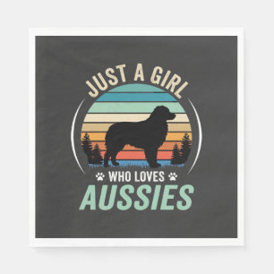 Serviette En Papier Amoureux du chien berger australien Rétro Coucher