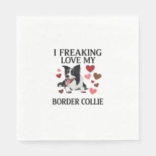 Serviette En Papier Amoureux Fou de Border Collie Chien Hearts_1