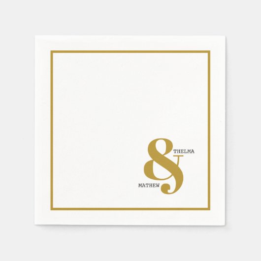Serviette En Papier Ampersand avec des noms Mariage serviettes (Devant)