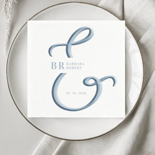 Serviette En Papier Ampersand Dusty Mariage bleu