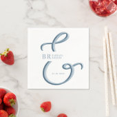 Serviette En Papier Ampersand Dusty Mariage bleu (En situation)