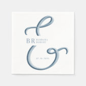 Serviette En Papier Ampersand Dusty Mariage bleu (Devant)