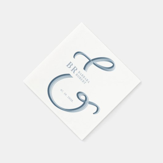 Serviette En Papier Ampersand Dusty Mariage bleu (Coin)