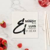 Serviette En Papier AMPERSAND GRAS Grunge noir blanc Mariage (En situation)