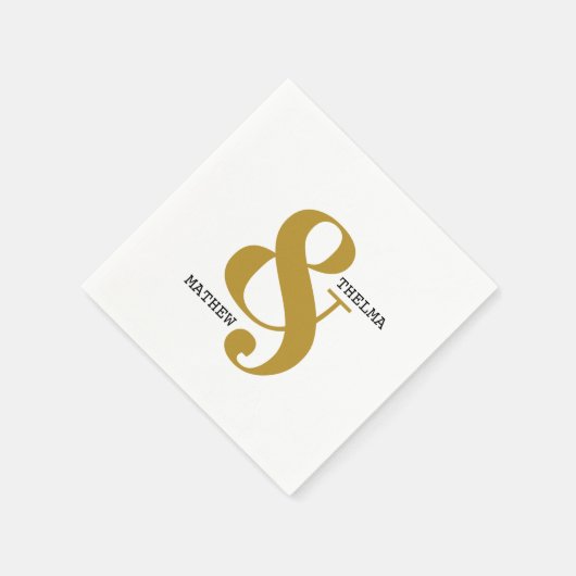 Serviette En Papier Ampersand moderne avec des noms Mariage serviettes (Coin)