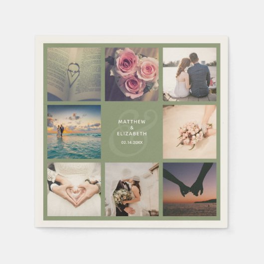 Serviette En Papier Ampersand moderne élégant Mariage photo Collage (Devant)