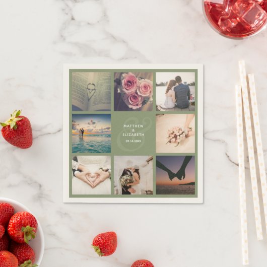 Serviette En Papier Ampersand moderne élégant Mariage photo Collage (En situation)