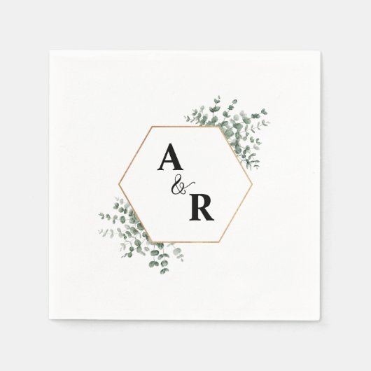 Serviette En Papier Ampersand Monogramme Couple Initiales Mariage (Devant)