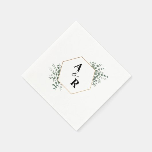 Serviette En Papier Ampersand Monogramme Couple Initiales Mariage (Coin)