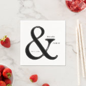Serviette En Papier Ampersand Noir & Blanc Chic Mariage Réception (En situation)