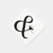 Serviette En Papier Ampersand Noir & Blanc Chic Mariage Réception (Coin)