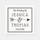 Serviette En Papier Ampersand noir & blanc et Mariage Flèche tendance (Devant)