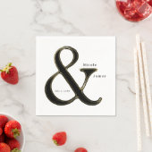 Serviette En Papier Ampersand Noir & Or Chic Mariage Réception (En situation)