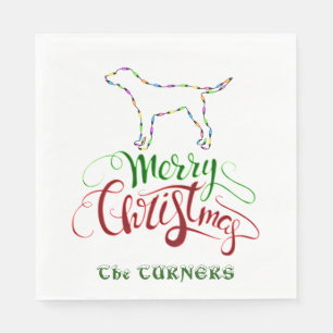 Serviette En Papier Ampoules de Noël Joyeux unique Monogramme de chien