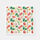 Serviette En Papier Ampoules rouges de Noël, pièces de poinsettia et n (Devant)