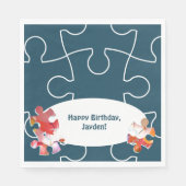 Serviette En Papier Amusant 4e anniversaire Puzzle Thème de fête (Devant)