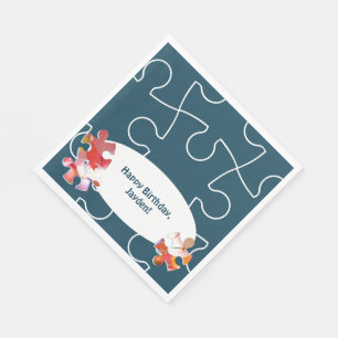 Serviette En Papier Amusant 4e anniversaire Puzzle Thème de fête