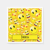 Serviette En Papier Amusant Adolescent Jaune Souriant Visages Emoji Pa (Devant)
