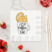 Serviette En Papier Amusant Amoureux des chats de Mug de café orange (En situation)
