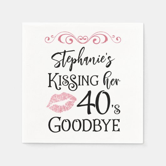 Serviette En Papier Amusant Anniversaire Embrasser Une Décennie Adieu  (Devant)