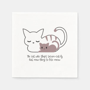Serviette En Papier Amusant chat couché et Art II