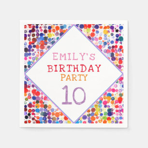 Serviette En Papier Amusant coloré aquarelle Peinture Anniversaire de 