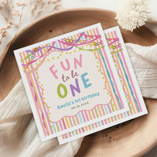 Serviette En Papier Amusant d'être une fille fantaisiste colorée pour