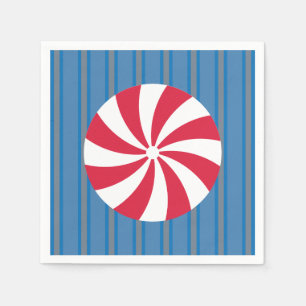 Serviette En Papier Amusant et fantaisie Bleu Noël Peppermenthe Bonbon