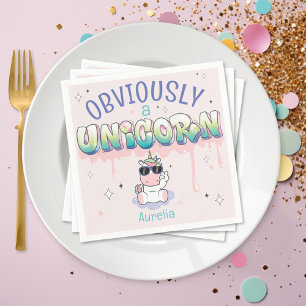 Serviette En Papier Amusant Évidemment Un thème Unicorn Anniversaire F