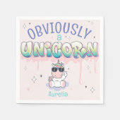 Serviette En Papier Amusant Évidemment Un thème Unicorn Anniversaire F (Devant)