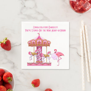 Serviette En Papier Amusant Flamant rose Joyeux aller Round Retraite P