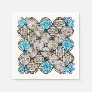 Serviette En Papier Amusant gribouillis géométrique bleu et orange