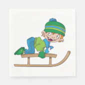Serviette En Papier Amusant Hiver Sledding Boy mignonne Snow Adventure (Devant)